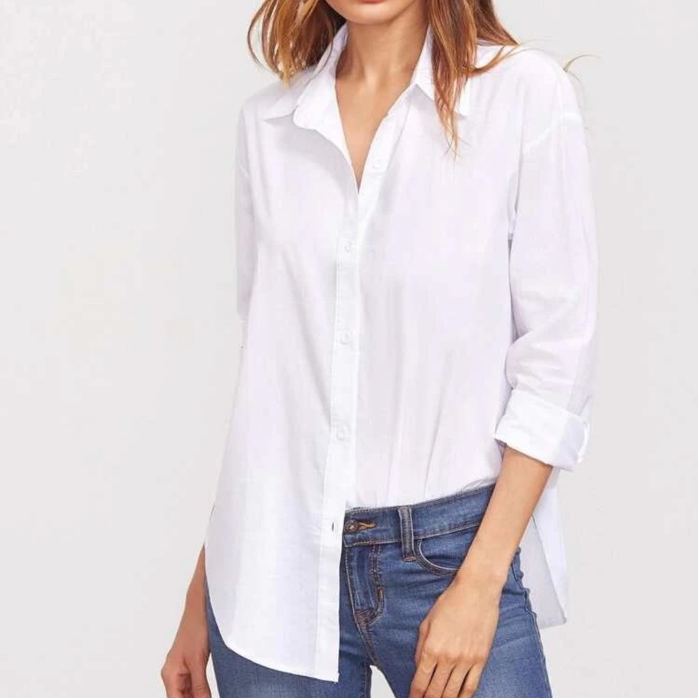 𝐇𝐎𝐓🔥 oversized white buttonup shirt minimalist - Picture 2 of 4